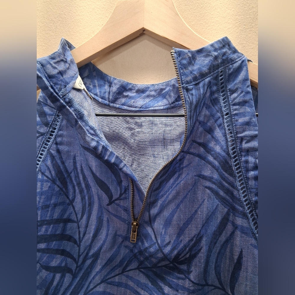 ​Cato Blouse 100% Tencel Lyocell Size 18/20W Plus Blue Tropical Palm Print Halte - Picture 12 of 12